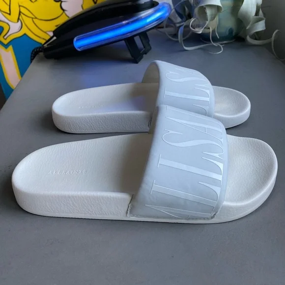 All Saints White Puffer Flip Flops Sliders 38 7.5 allsaints sandal balenciaga - Picture 3 of 10